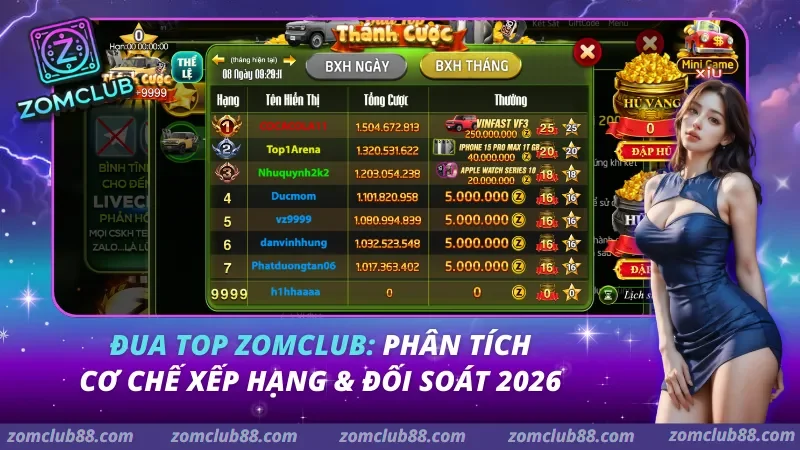 Đua Top Zomclub: Phân tích cơ chế xếp hạng & Đối soát 2026